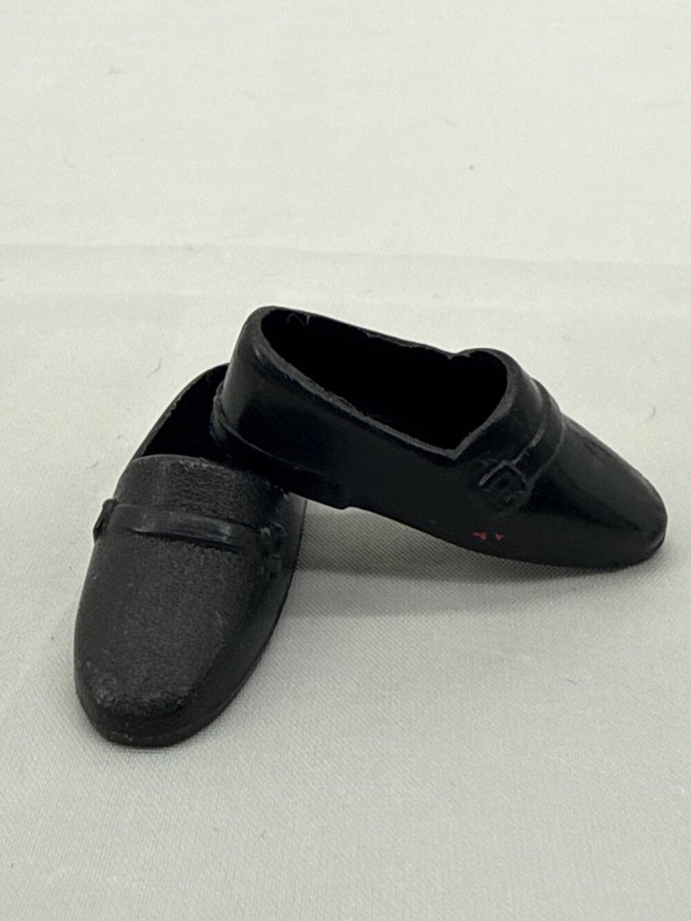 Vintage Ken Doll Black Loafers Retro 60s 70s Dress Shoes Barbie Toy Accessory